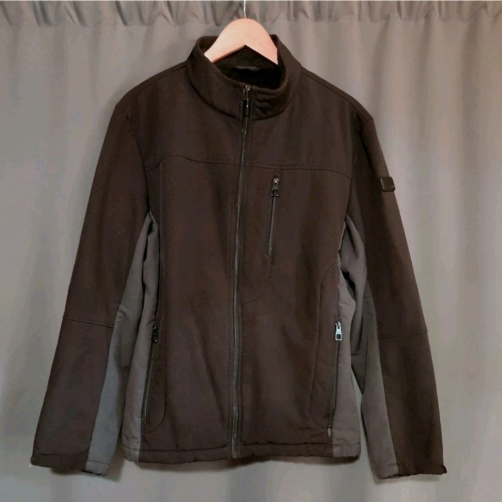 Tumi Tech Mens Grey Insulated FleeceLined Softshell Jacket Coat Zip Size Large
